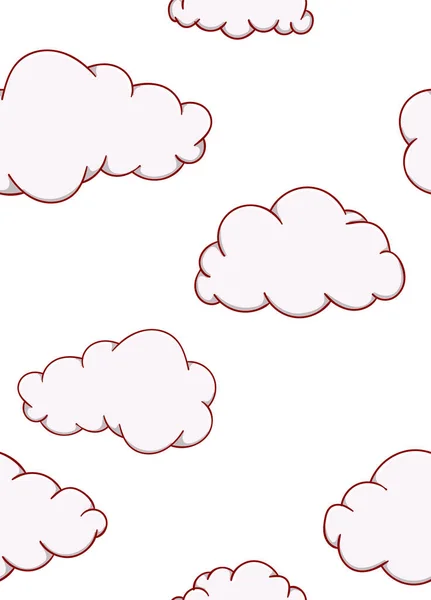 Seamless pattern cloud cartoon flat hand drawn on white background — 스톡 벡터