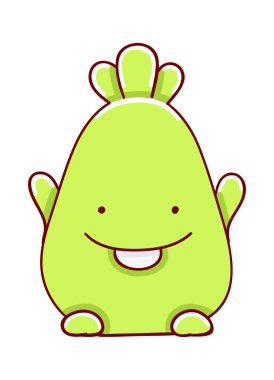 Çizgi film karakteri Kawaii canavar tatlı el beyaz arka planda izole çizilmiş