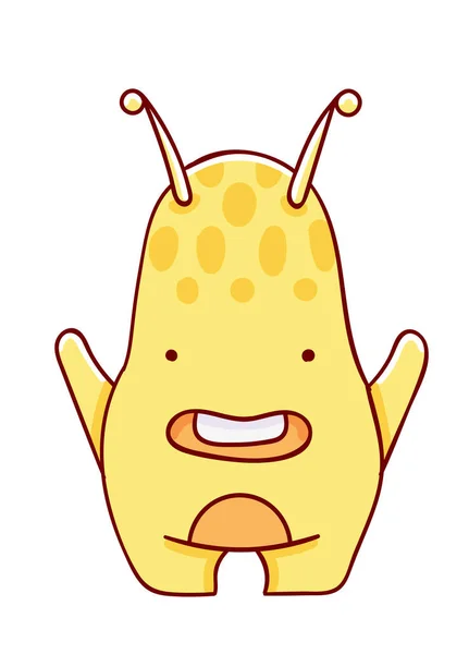 Personaje Dibujos Animados Kawaii Monstruo Lindo Mano Dibujado Aislado Sobre — Vector de stock