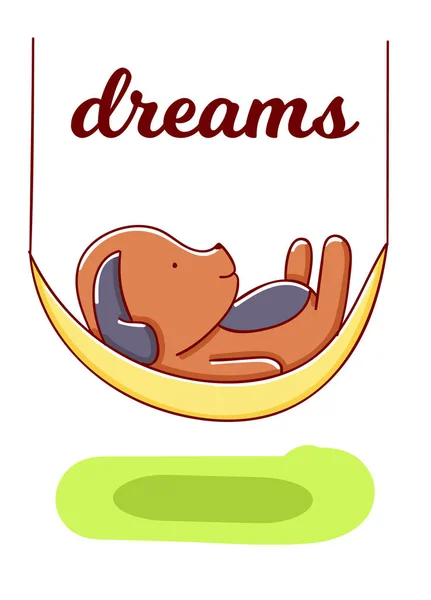 Perro Kawaii Dibujos Animados Lindo Ilustración Sueños Dibujado Mano Aislado — Vector de stock