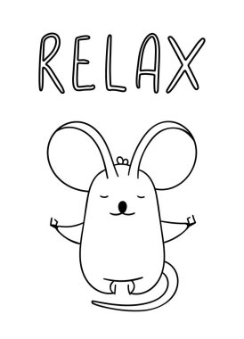 Boyama sayfaları, siyah beyaz el çizimi fare karalamaları, harfler gevşeme, baskı.