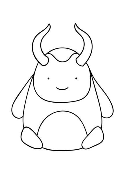 Dibujos Para Colorear Blanco Negro Lindo Monstruo Dibujado Mano Con — Vector de stock