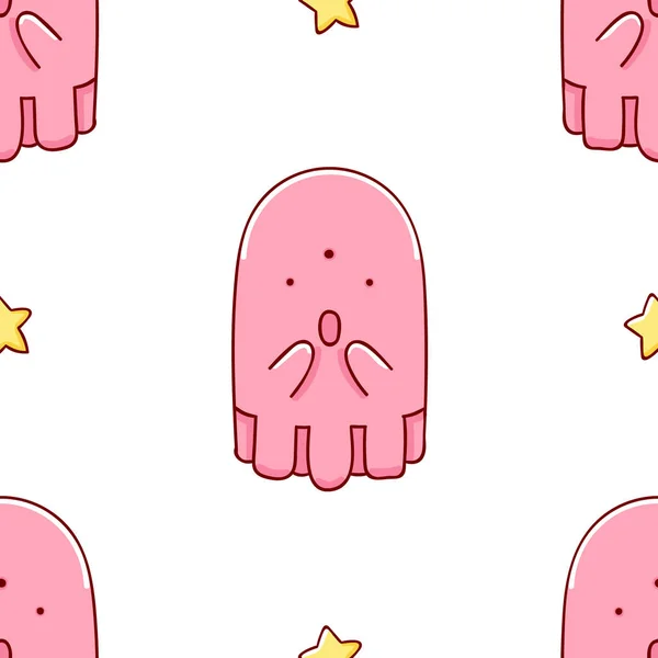 Padrão Sem Costura Simples Bonito Kawaii Mão Desenhada Monstro Doodles —  Vetores de Stock