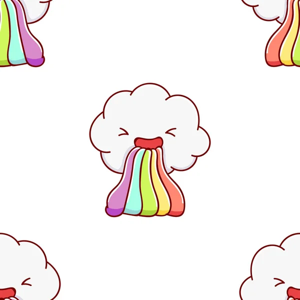 Modello senza soluzione di continuità, carino scarabocchi arcobaleno disegnato a mano kawaii — Vettoriale Stock