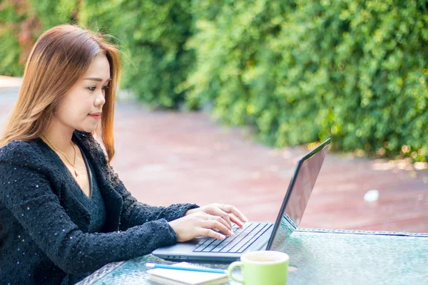 Modern iş kadını bir dizüstü bilgisayar kullanarak