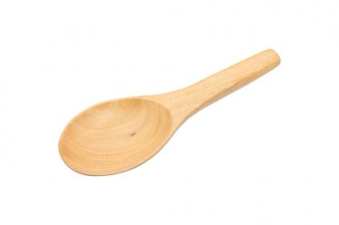 Beyaz arka plan üzerinde ahşap Kepçe Kepçe 