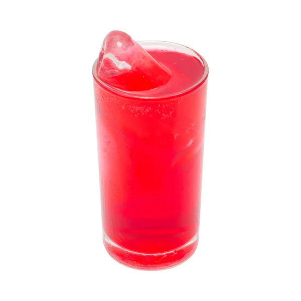 Röd söt drink glas med is — Stockfoto