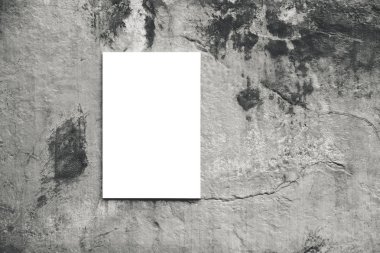 Fikir reklam için satın alma. Beyaz boş billboard veya tuval beton duvar modern çatı üzerinde asılı