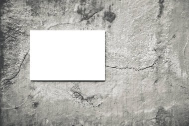 Billboard veya çatı katında beton duvar arka plan üzerinde beyaz boş tuval yatay düzen