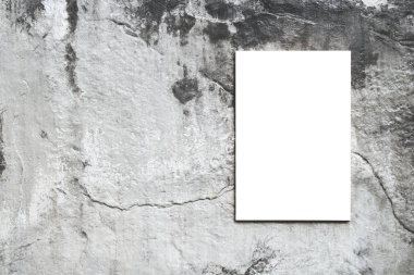 Close-Up bir yatay beyaz kağıt sayfa siyah ve beton duvar arka planı