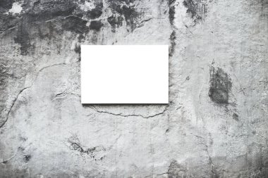 Billboard veya çatı katında beton şehir duvar arka plan üzerinde beyaz boş boş tuval yatay düzen