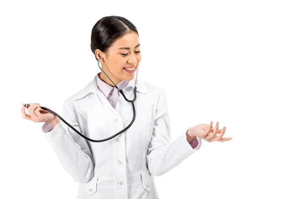 Asian doctor with stethoscope — Stock Photo, Image