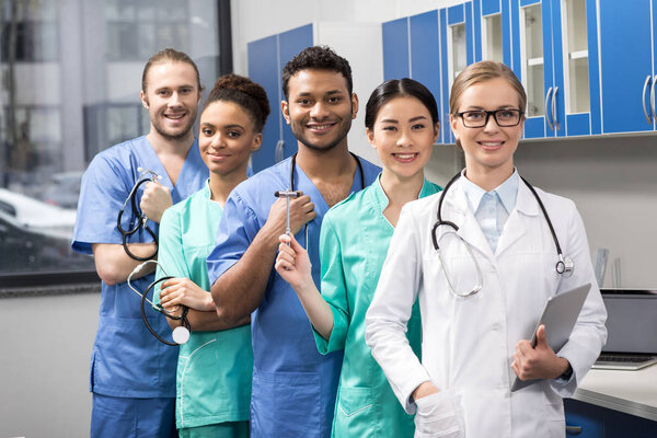 Medical workers in laboratory Royalty Free Stock Photos