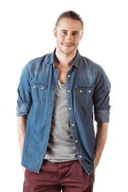 man in jeans shirt