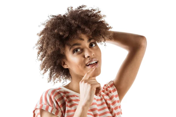 Mujer pensativa mirando hacia otro lado — Foto de Stock