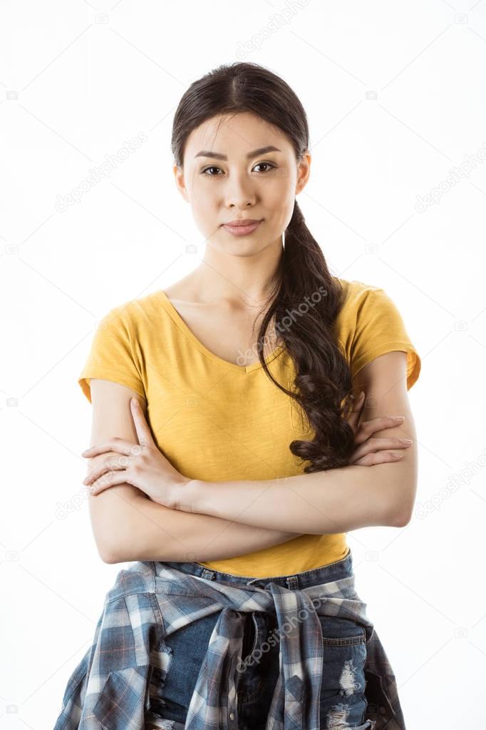 asian woman in casual clothing