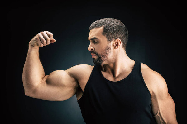 strong man showing muscles