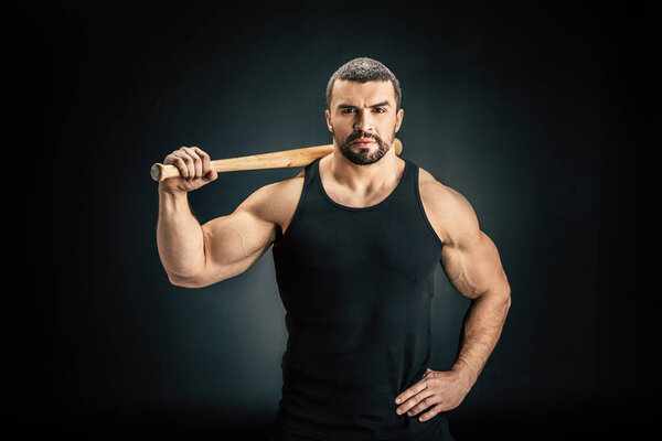 sportive man with baseball bat