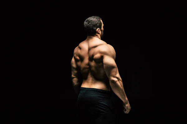 Shirtless sportive άνθρωπος δείχνει τους μυς — Φωτογραφία Αρχείου
