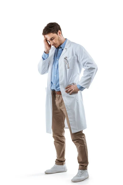 Tired chemist with headache — Stock Photo, Image