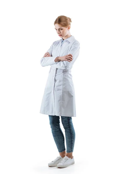 Upset female chemist — Stock Photo, Image