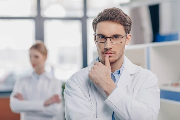 Male pensive chemist — Stock Photo, Image