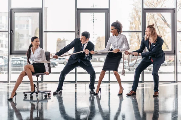 Businesswoman bound with rope — Stock Photo