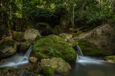 Kathu Şelalesi tropikal orman bölgesinde Asya 'da yürüyüş, doğa yürüyüşü ve yürüyüş için uygun ulusal park Phuket Tayland' ın macera fotoğrafçılığı seyahat ve eğlence için elverişli.