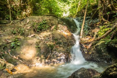 Kathu Şelalesi tropikal orman bölgesinde Asya 'da yürüyüş, doğa yürüyüşü ve yürüyüş için uygun ulusal park Phuket Tayland' ın macera fotoğrafçılığı seyahat ve eğlence için elverişli.