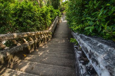 Kathu Şelalesi, Phuket, Tayland. Güzel, bereketli bir şelalede bir orman yolu..