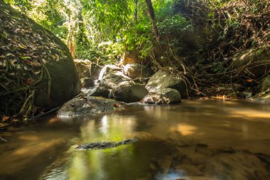 Kathu Şelalesi tropikal orman bölgesinde Asya 'da yürüyüş, doğa yürüyüşü ve yürüyüş için uygun ulusal park Phuket Tayland' ın macera fotoğrafçılığı seyahat ve eğlence için elverişli.