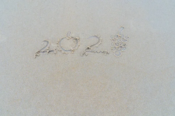 Onderwerp Happy New Year 2020 Het Strand Tropisch Ontwerp Gemaakt — Stockfoto