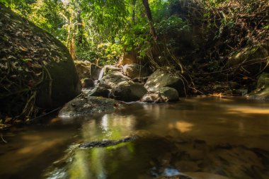 Kathu Şelalesi tropikal orman bölgesinde Asya 'da yürüyüş, doğa yürüyüşü ve yürüyüş için uygun ulusal park Phuket Tayland' ın macera fotoğrafçılığı seyahat ve eğlence için elverişli.