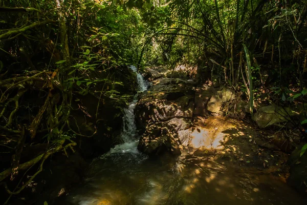 Kathu Waterfall in the tropical forest area In Asia, suitable for walks, nature walks and hiking, adventure photography Of the national park Phuket Thailand,Suitable for travel and leisure.