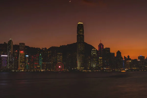Панорама Гавани Виктория Гонконге День Ночь Холодный Фронт Декабре — стоковое фото