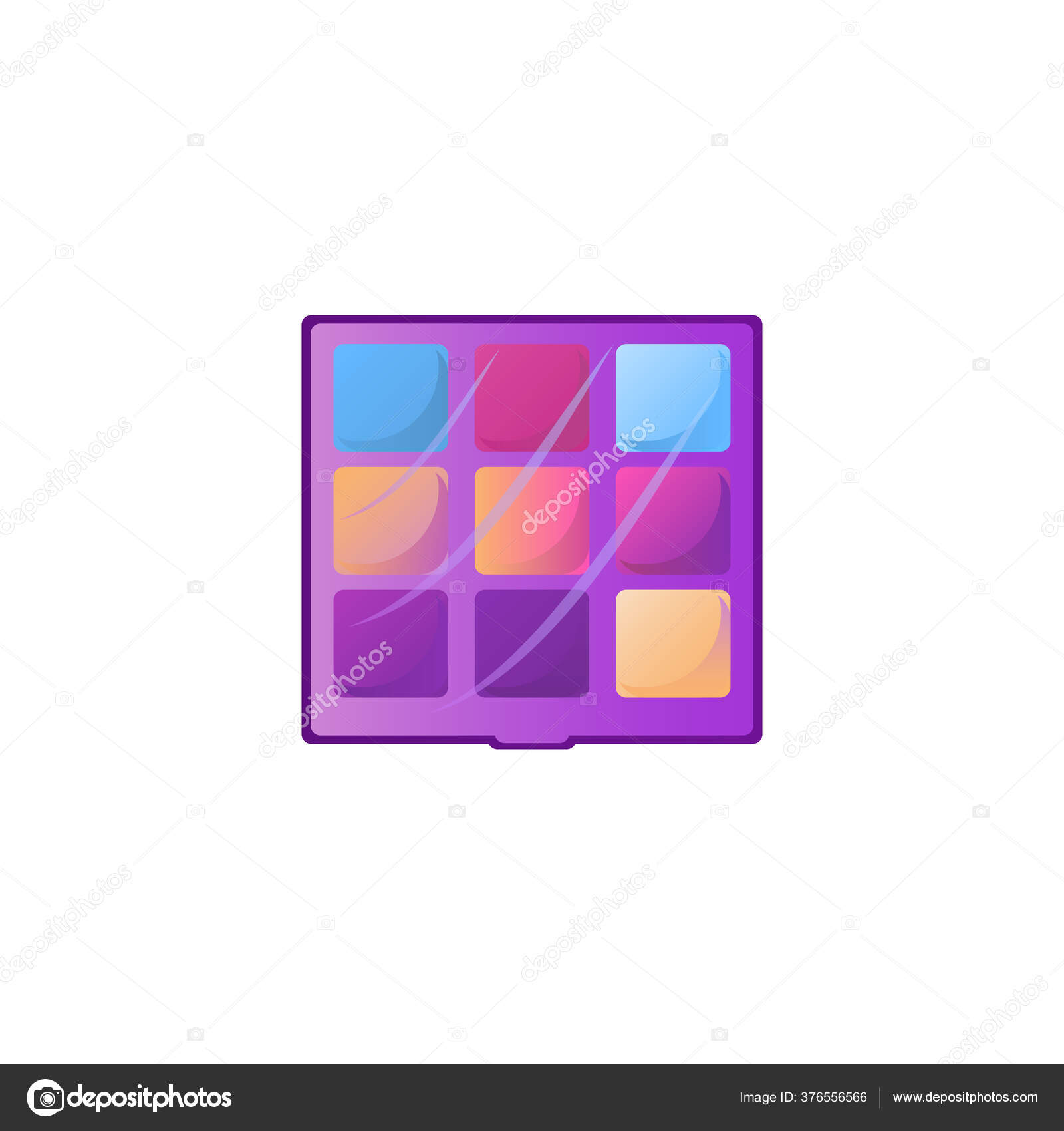 Cartoon eyeshadow palette with different colors.. osmetic product