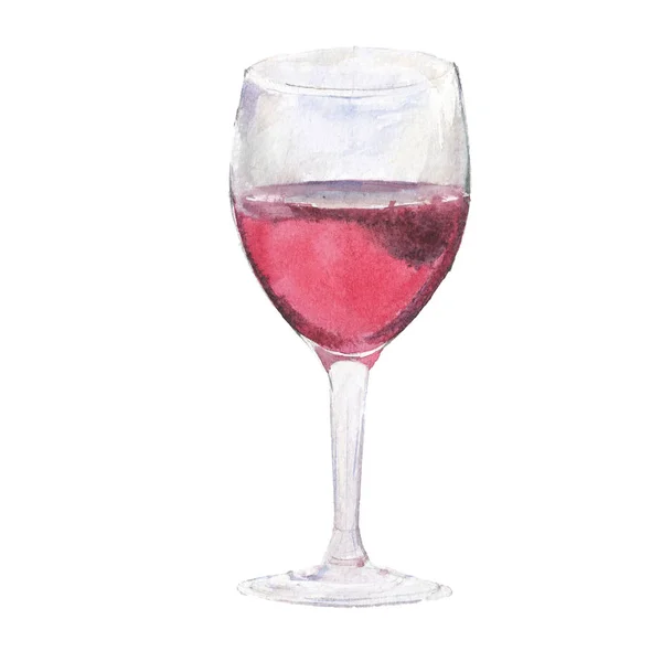 Das Weinglas isoliert auf weißem Hintergrund, eine Aquarell-Illustration im handgezeichneten Stil. — Stockfoto