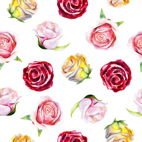 Aquarel naadloze patroon met rozen voor Valentijnsdag, bruiloft of uitnodigingen, hand getrokken stijl illustratie. — Stockfoto