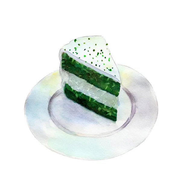 Pastel de San Patricio, ilustración de acuarela en estilo dibujado a mano aislado sobre fondo blanco . — Foto de Stock