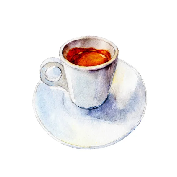 Kaffe koppen isolerad på vit bakgrund, akvarell illustration i handritade stil. — Stockfoto