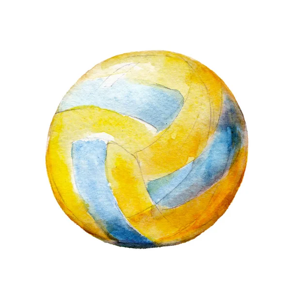 Aquarel illustratie, hand-getrokken volleybal bal geïsoleerd object op witte achtergrond. — Stockfoto