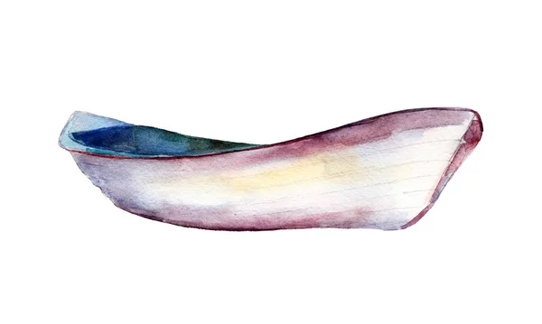 Ilustración de acuarela, objeto aislado barco dibujado a mano sobre fondo blanco . —  Fotos de Stock