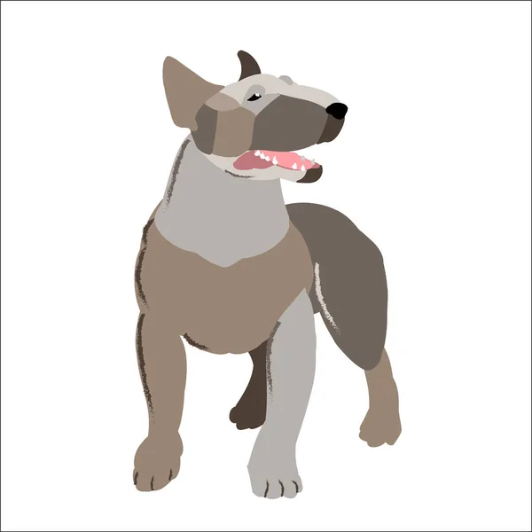 Bílý bulteriér izolovaných na bílém pozadí, vektorové ilustrace pes. — Stockový vektor