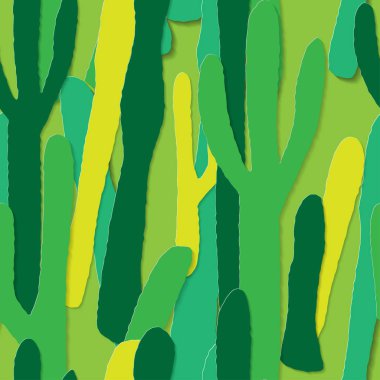 Kaktüs arka plan, vektör seamless modeli, kağıt sanat.