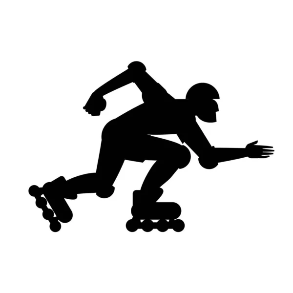 Silhouette von Rollschuhen Sportler isoliert auf weißem Hintergrund. Vektor Schwarz-Weiß-Illustration. Ausschnittobjekt. Sportartikel-Elemente. — Stockvektor