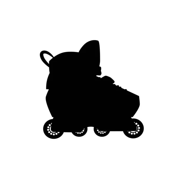 Silhouet van agressieve inline rolschaatsen. Vector zwart-wit illustratie. Uitgesneden geïsoleerd object. Onderdelen van sportartikelen. — Stockvector