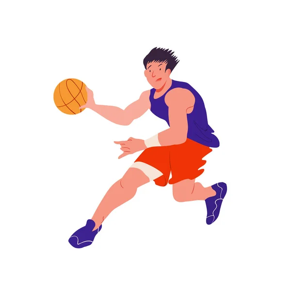 Jugador Baloncesto Hombre Posee Una Pelota Tipo Guay Con Camiseta — Vector de stock