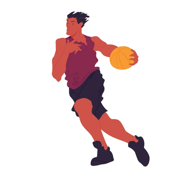 Jugador Baloncesto Hombre Posee Una Pelota Tipo Guay Con Camiseta — Vector de stock