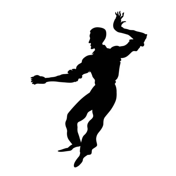 Silhouette Dell Uomo Danza Lindy Hop Ballerino Retrò Poster Volantino — Vettoriale Stock