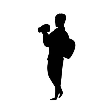 Siyah fotoğrafçı silueti. Karakter çizimi beyaza izole edildi. Çizgi film insanları düz illüstrasyon.